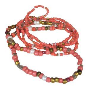 Necklace 34 In Orange Strand Seed Beaded Jewelry Women String NO CLASP
